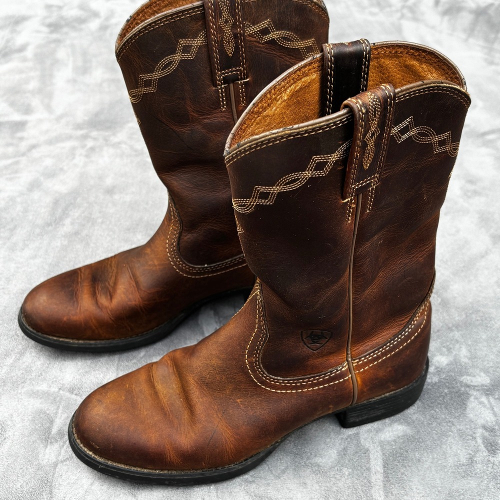 Ariat Heritage Roper Western Boots 6B Cowgirl Leather Pull On Brown 10000797